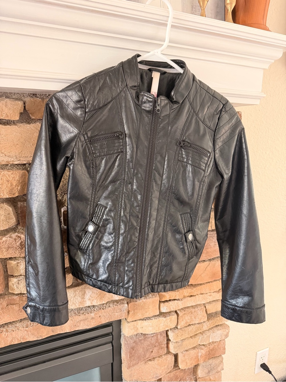 SO Kids Black Faux Leather Moto Jacket